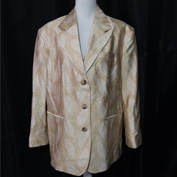 NWOT! TOPSHOP! LINEN & COTTON BLEND GOLDEN YELLOW PAISLEY JACKET, BLAZER! SZ 8 - Picture 2 of 8